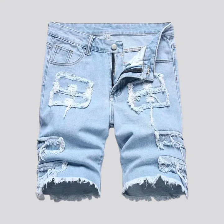 Grunge Street Style Raw Hem Men's Denim Shorts | Jeans4you.shop