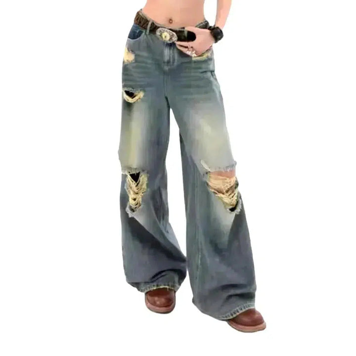 Grunge women's sanded jeans