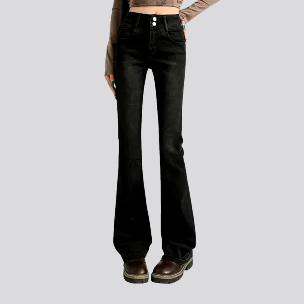 High Fashion Warm Elastic One-tone Jeans for Women | Jeans4you.shop