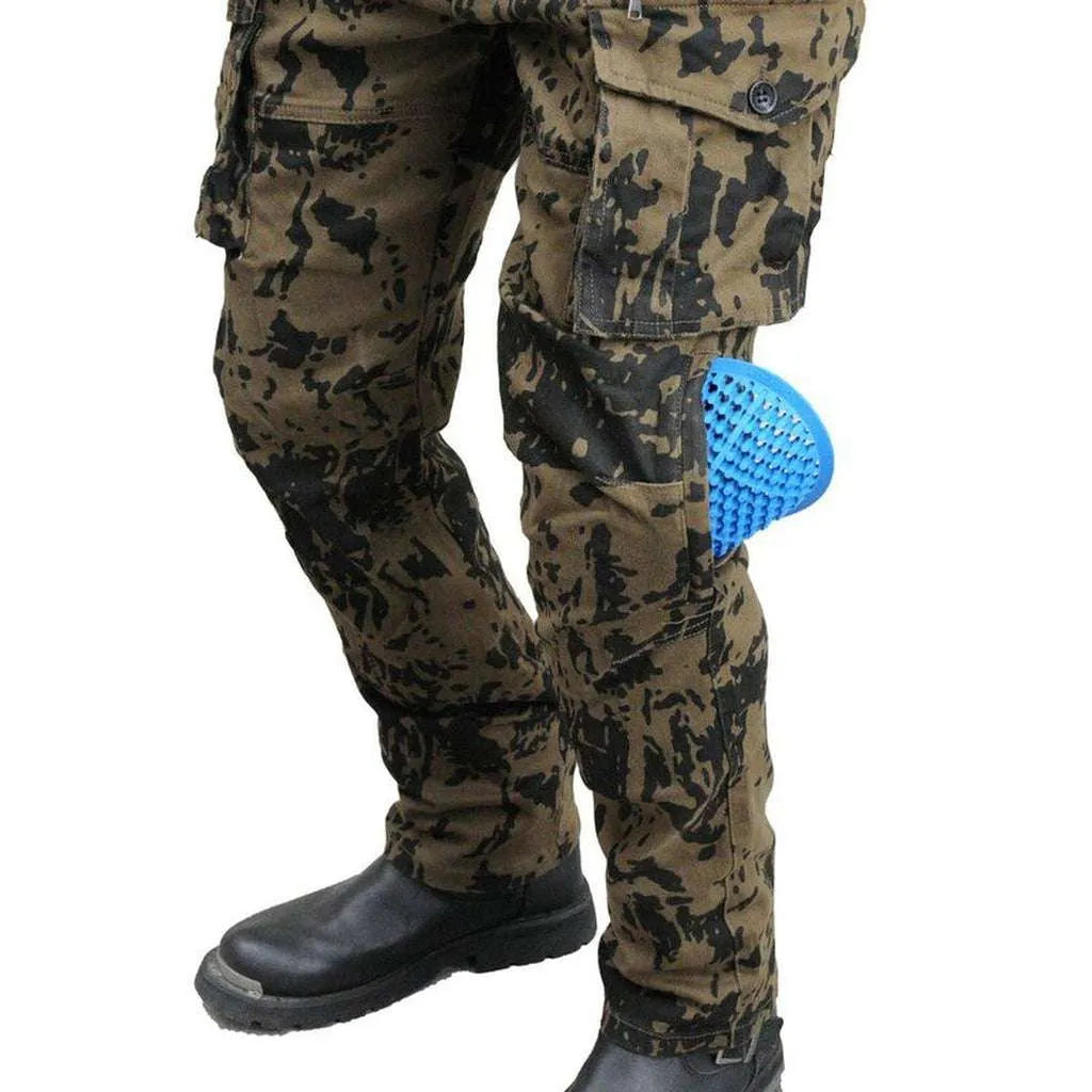 High-quality camouflage biker jeans