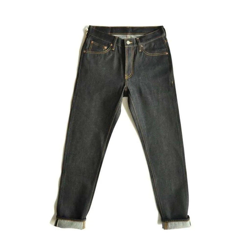 High-quality dark blue jeans