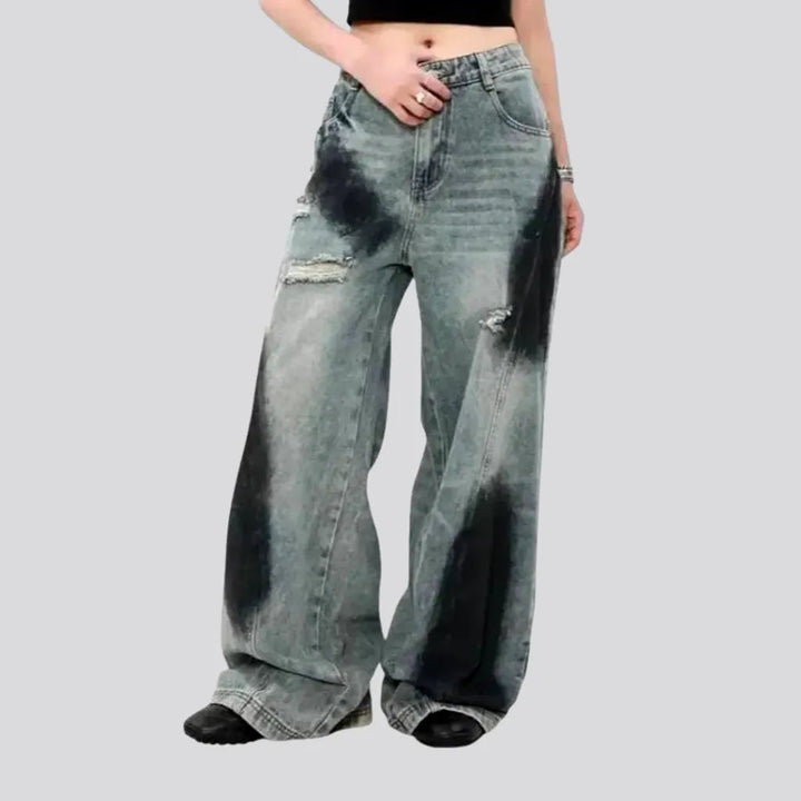 High Rise Baggy Painted Jeans for Women | Jeans4you.shop