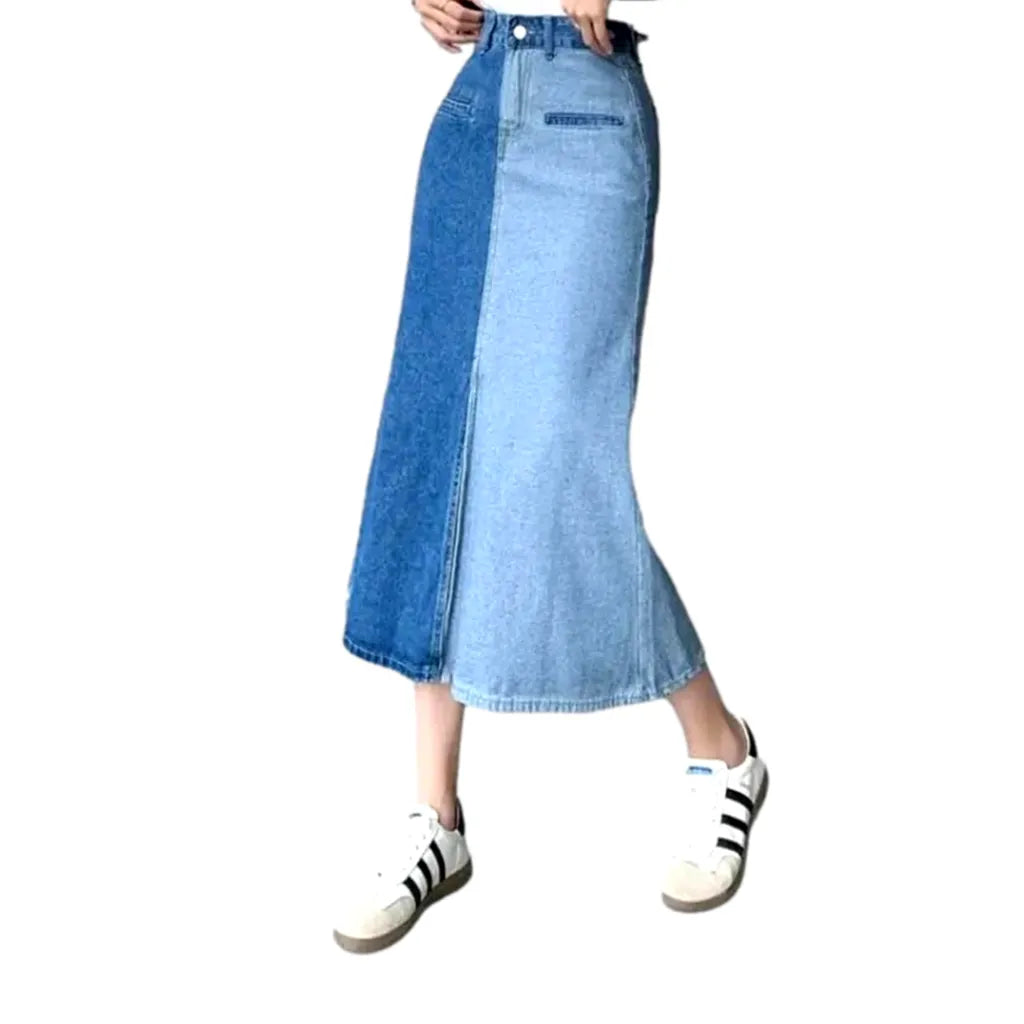 High-waist a-line denim skirt