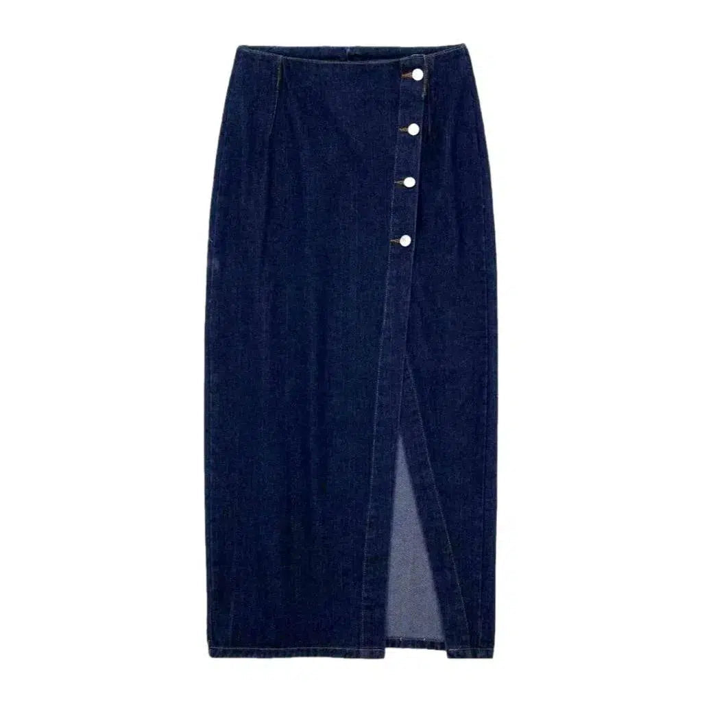 High-waist body-con denim skirt