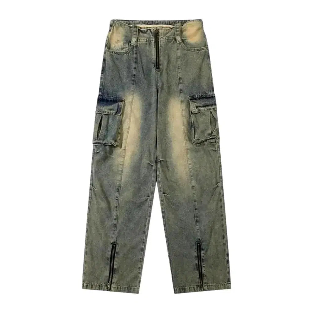 High-waist cargo jeans
 for men