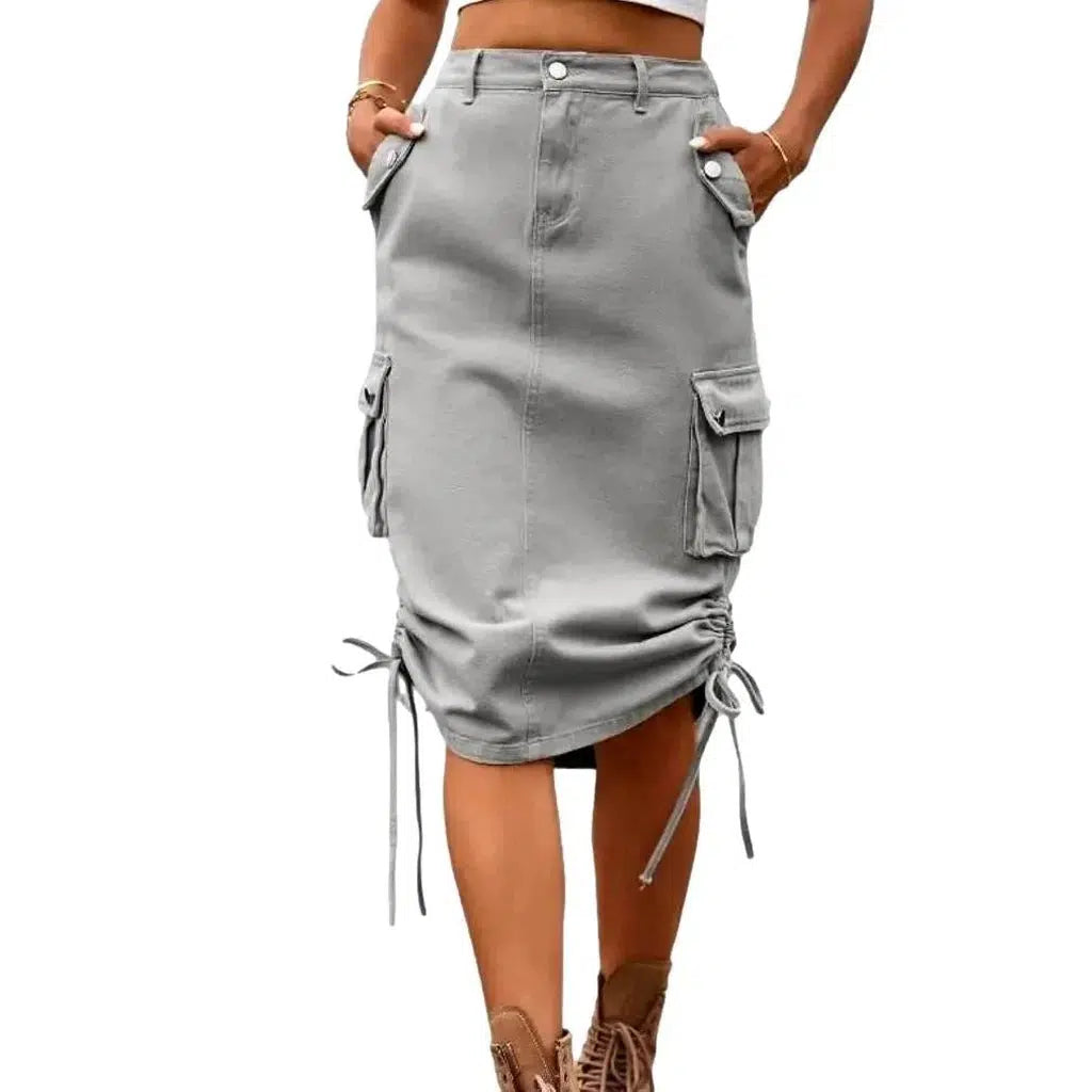 High-waist cargo jeans skirt for ladies