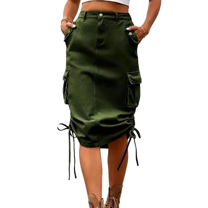 High-waist cargo jeans skirt for ladies