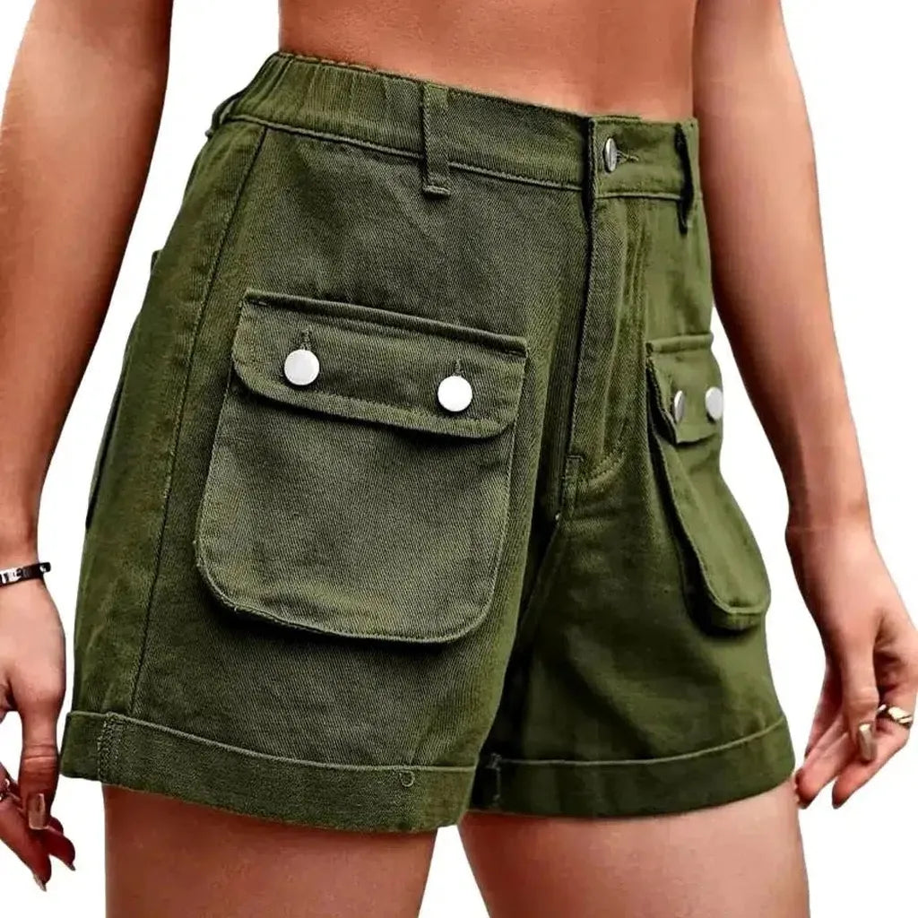 High-waist fashion denim shorts