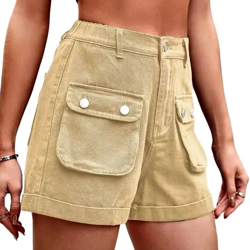 High-waist fashion denim shorts