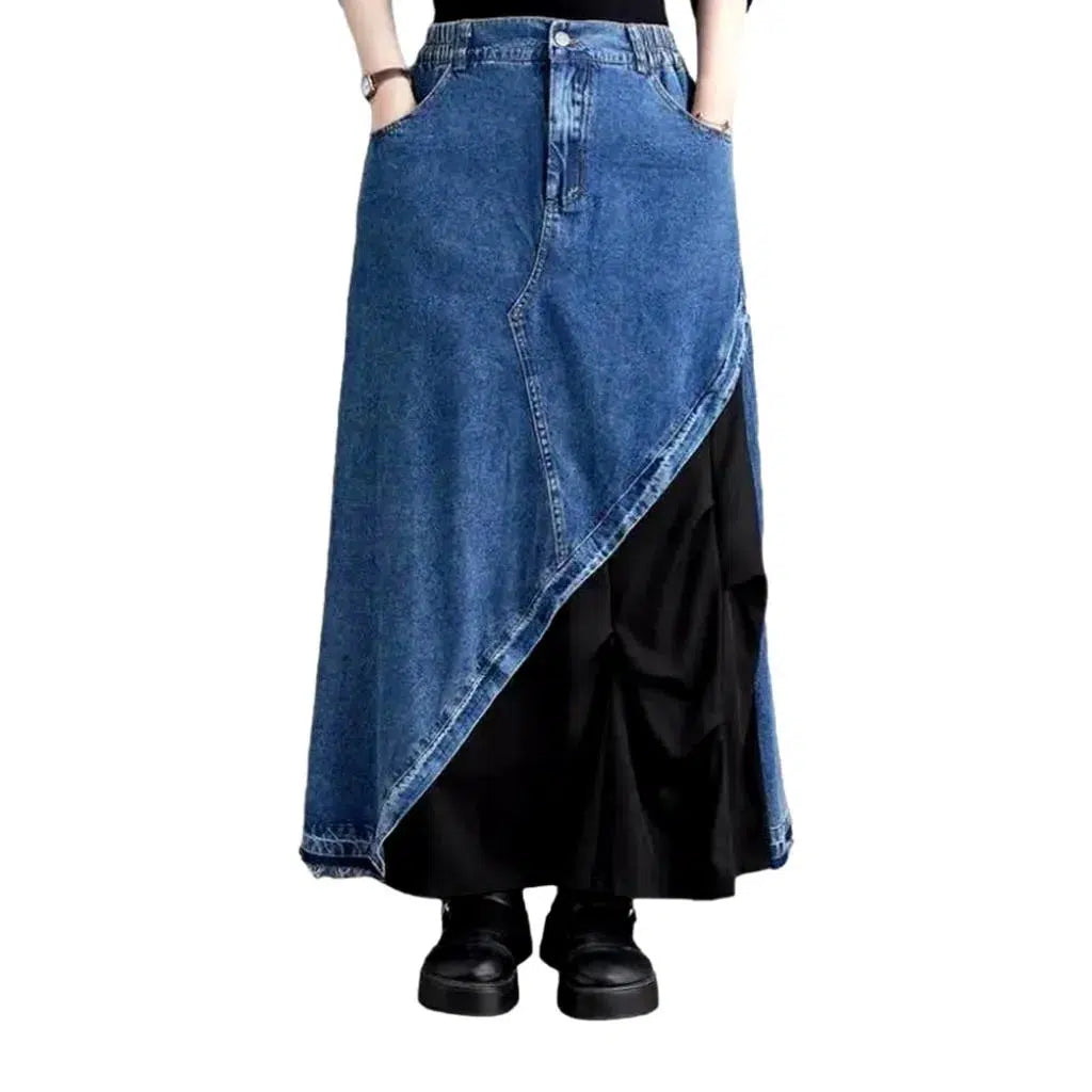 High-waist long denim skirt
 for ladies