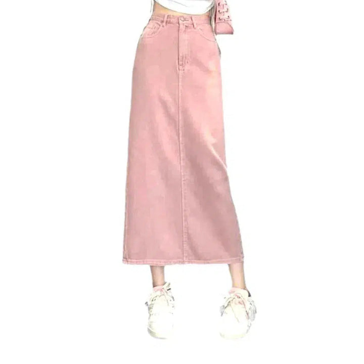 High-waist long jean skirt
 for ladies