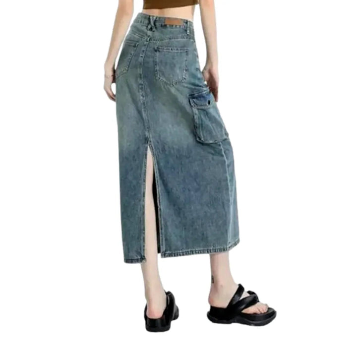 High-waist long women's denim skirt