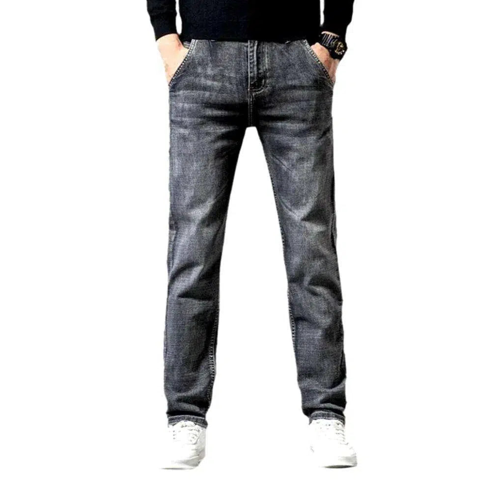 High-waist men's grey jeans