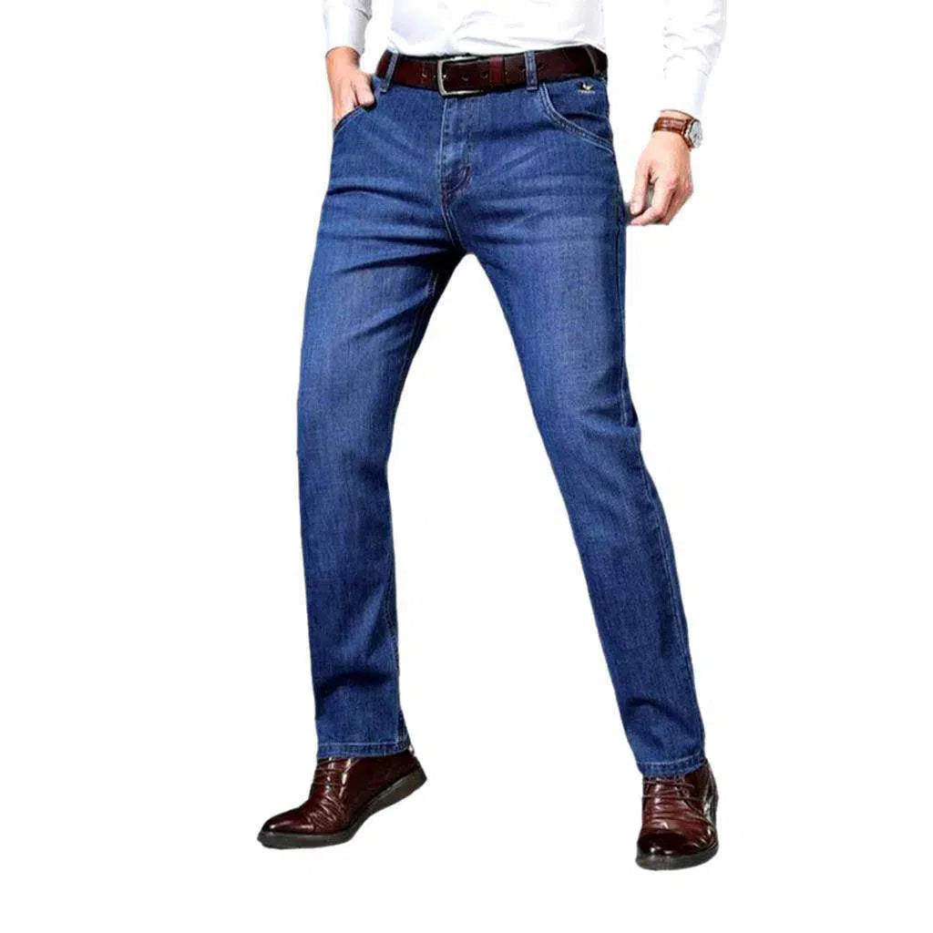 High-waist men's stretchy jeans