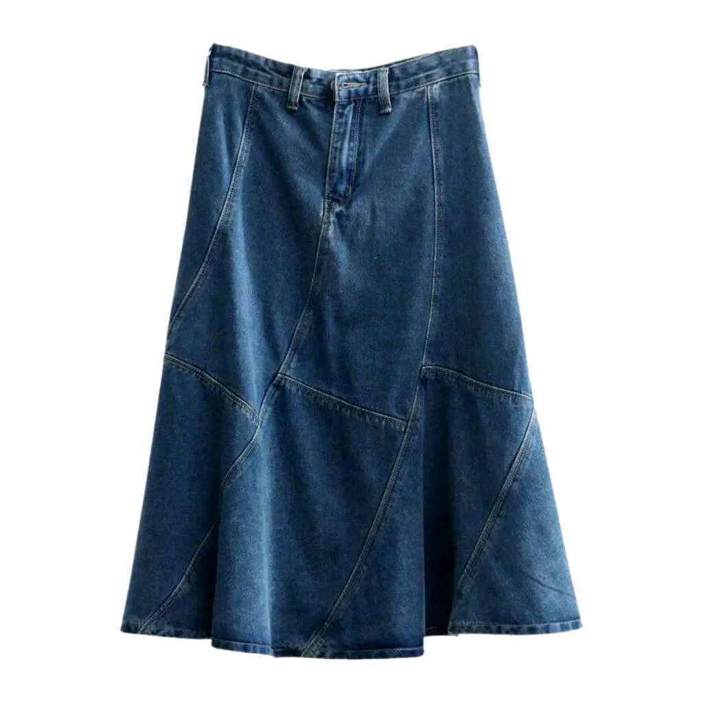 High-waist patchwork jeans skirt
 for ladies