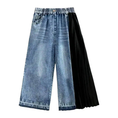 High-waist pleated jeans
 for ladies