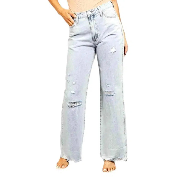 High-waist raw-hem jeans
 for women