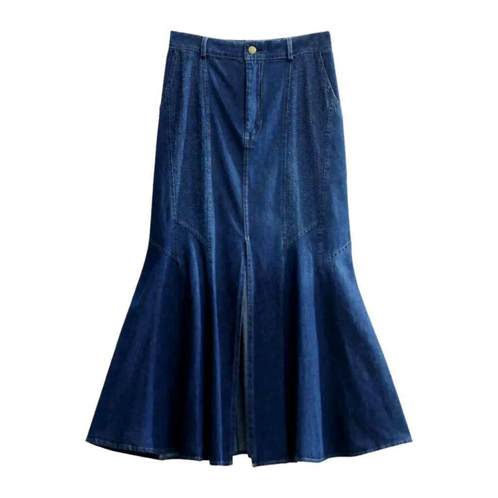 High-waist slit women's denim skirt