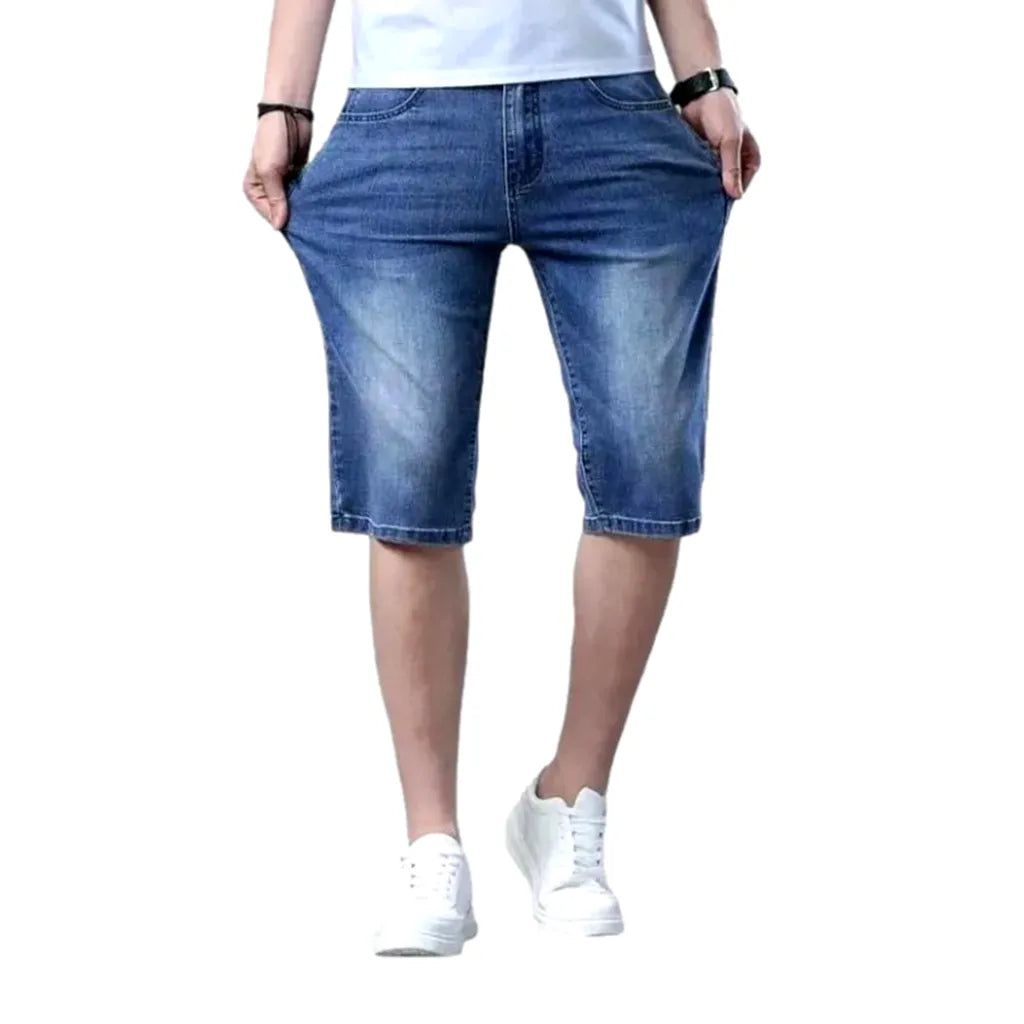 High-waist thin denim shorts
 for men