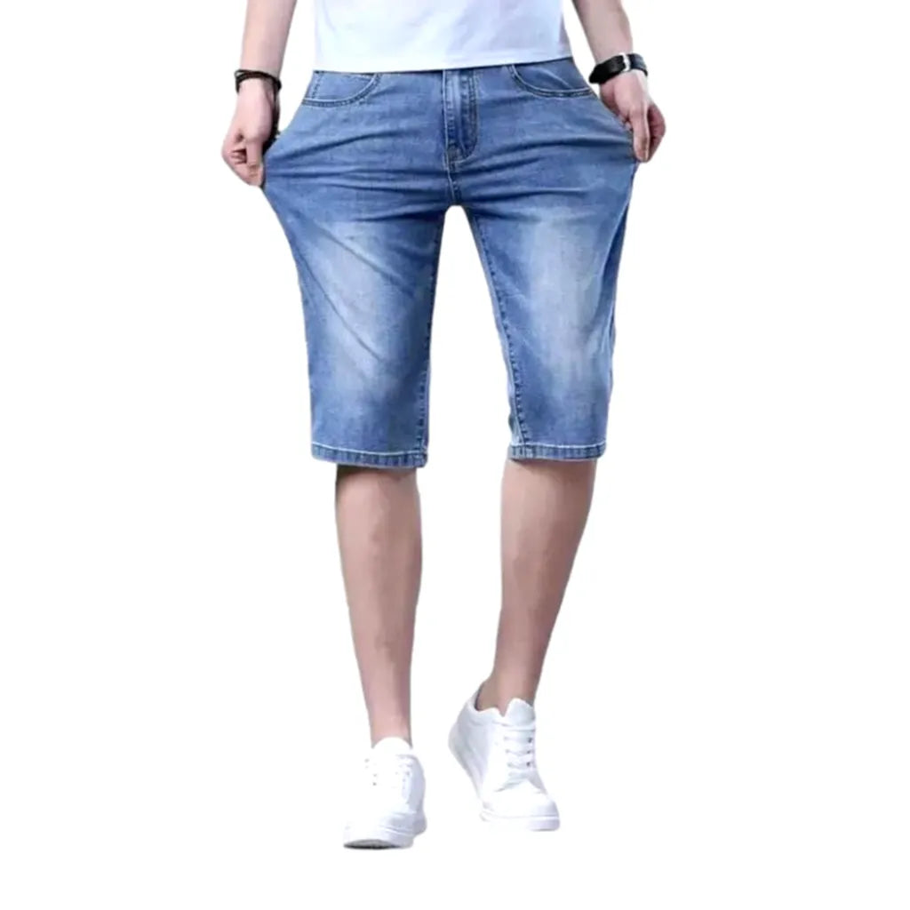 High-waist thin denim shorts
 for men