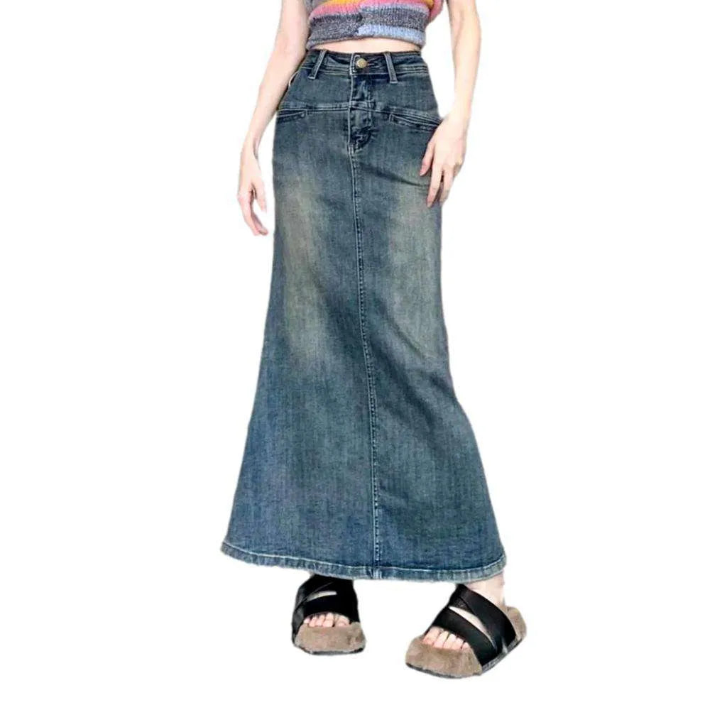 High-waist vintage denim skirt
 for ladies