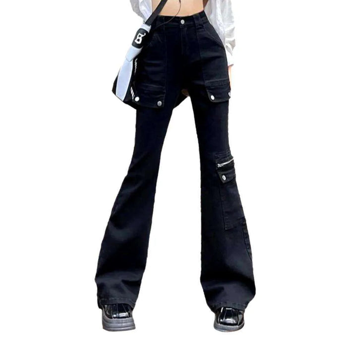 High-waist women's color jeans