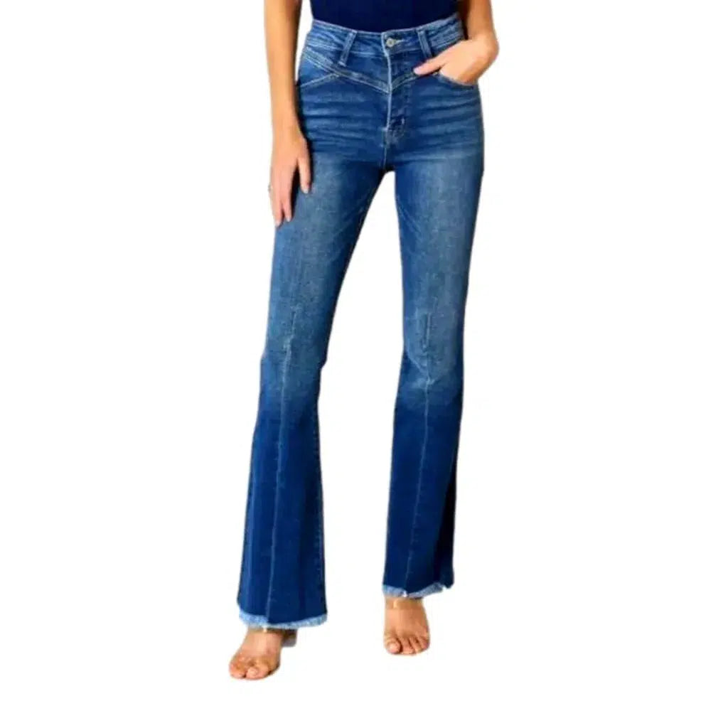 High-waist women's raw-hem jeans