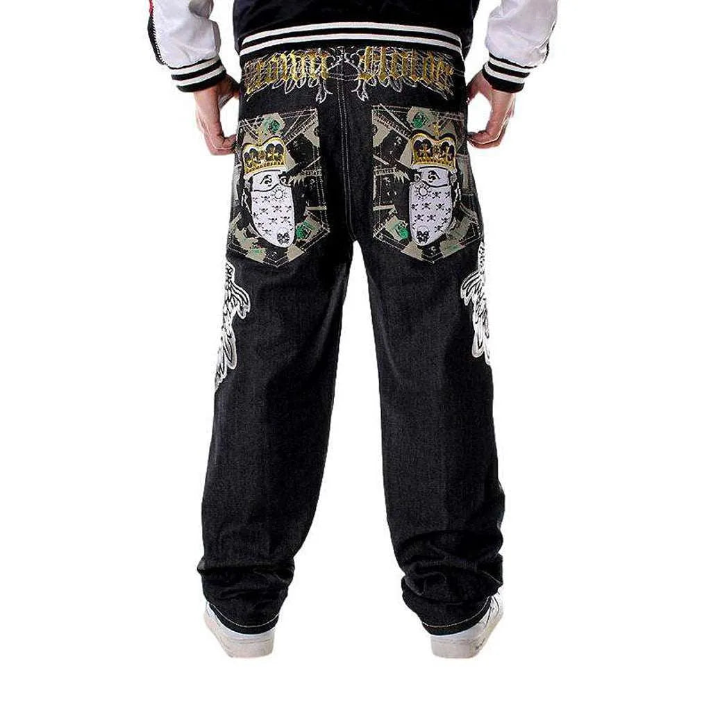 Hip-hop crown embroidery jeans