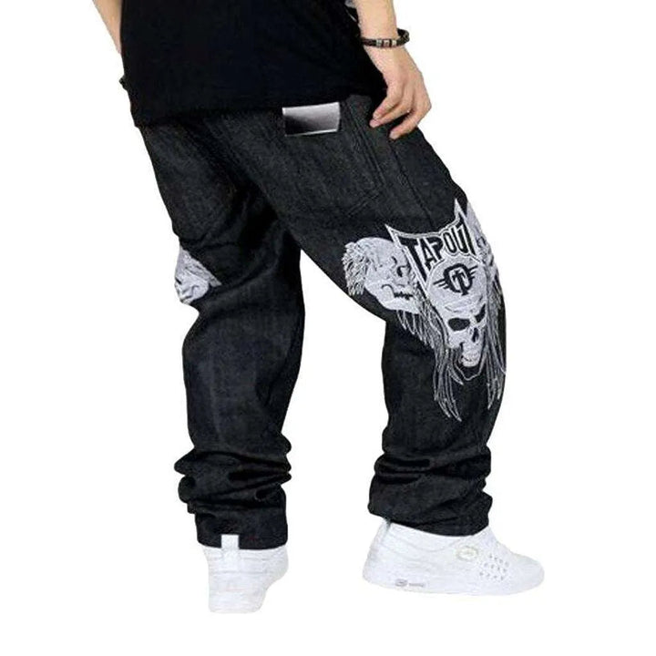 Hip-hop skull embroidery jeans