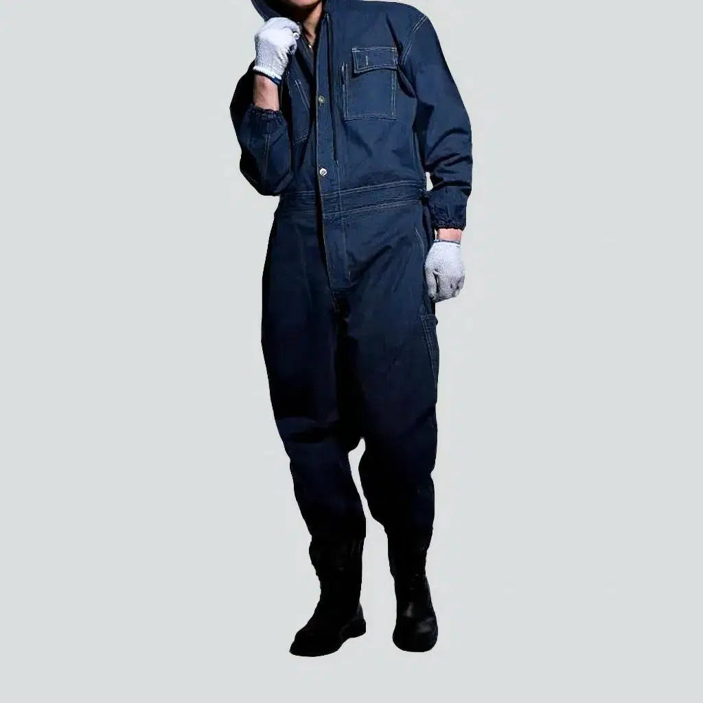 Hooded men's denim jumpsuit | Jeans4you.shop