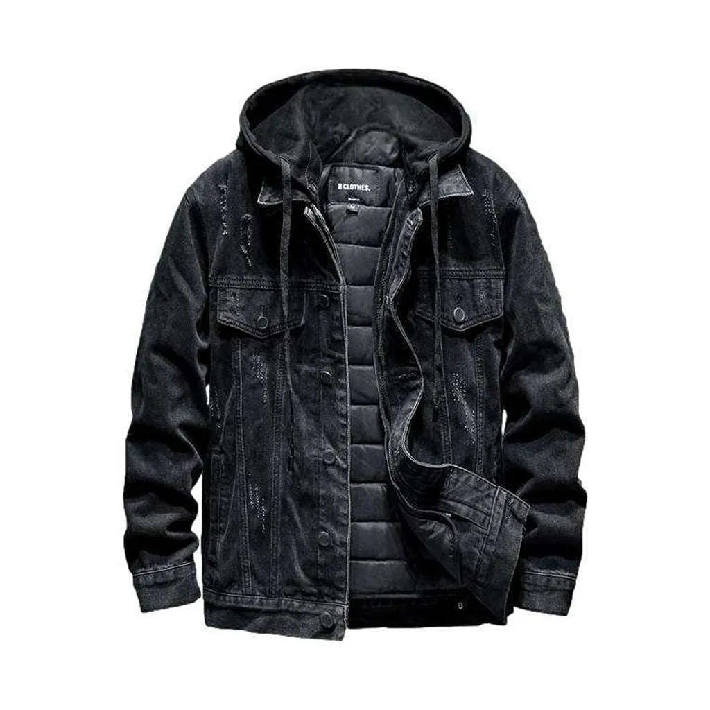 Hooded street jean jacket
 for men