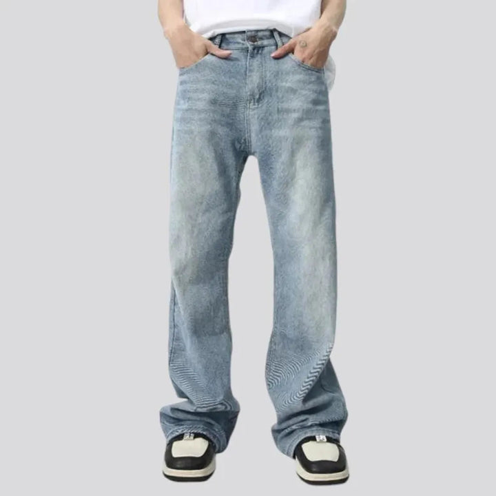 Mid rise light wash stylish men's jeans