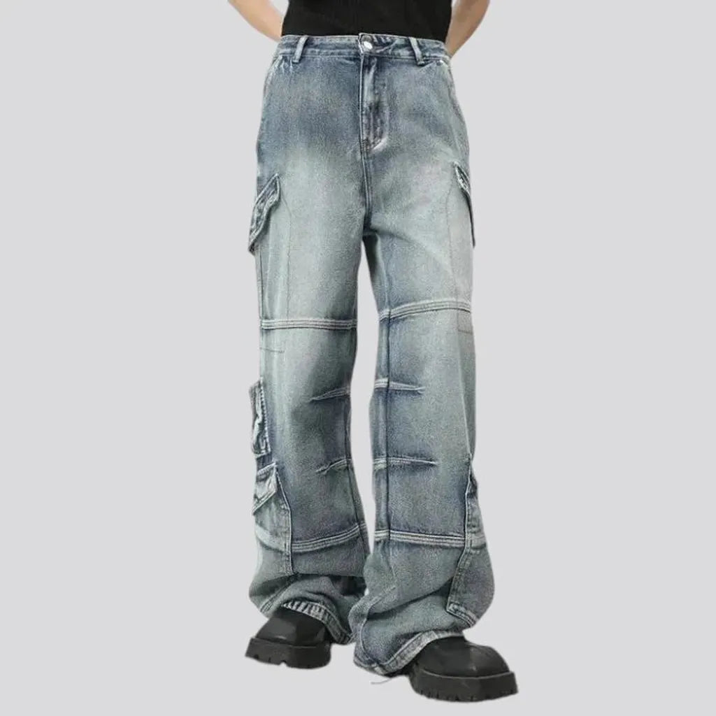 Boho cargo pocket men's jeans