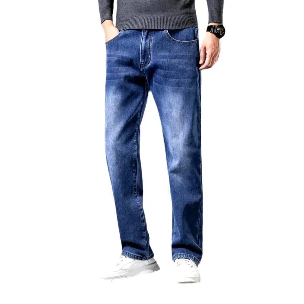 Insulated men's stonewashed jeans