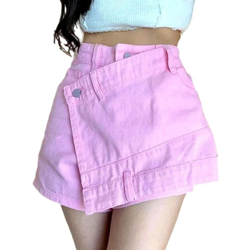 Irregular color women's denim skort