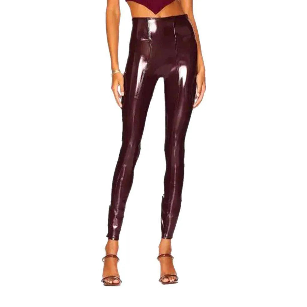 Latex shiny women's denim pants