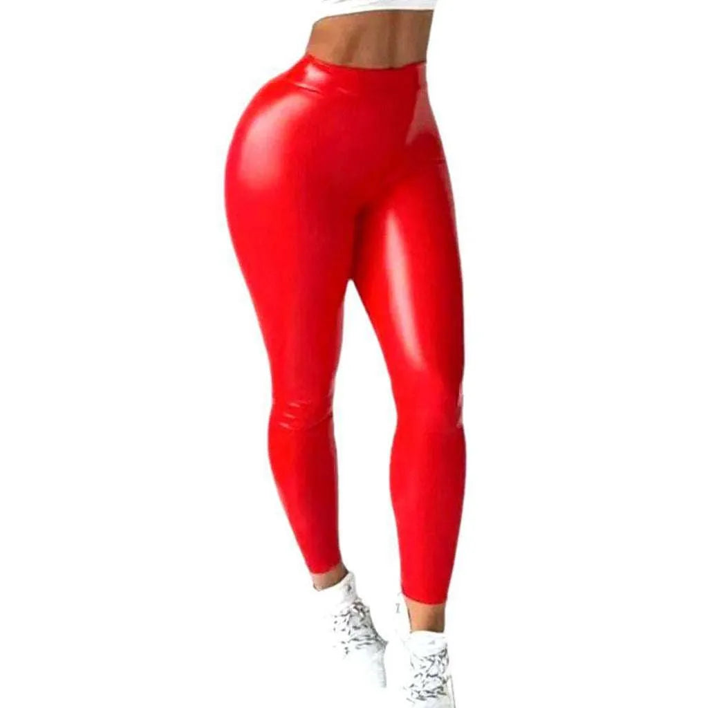 Latex wax women's denim pants