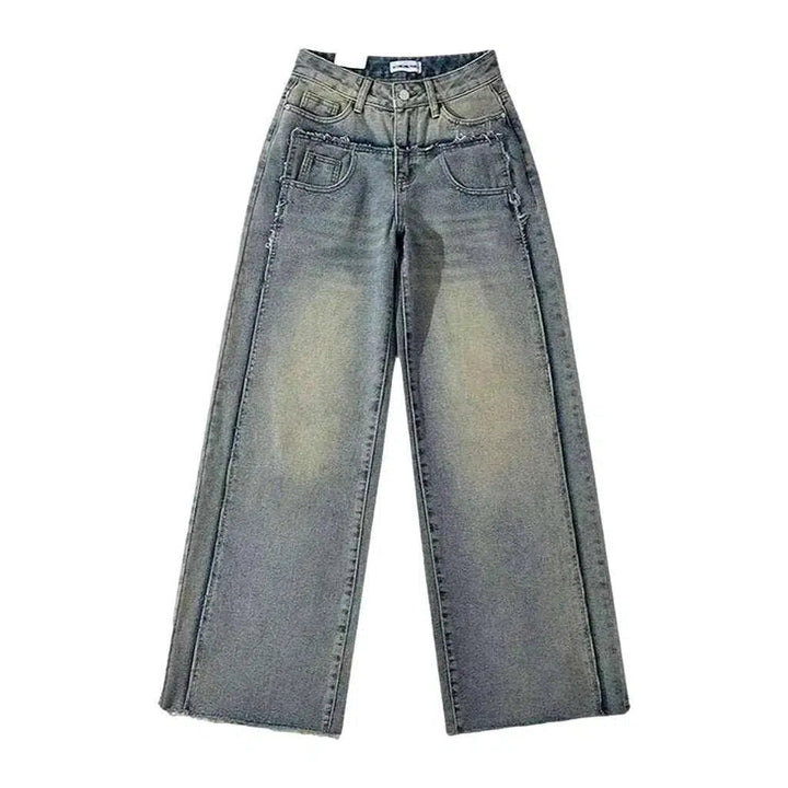Layered women's floor-length jeans