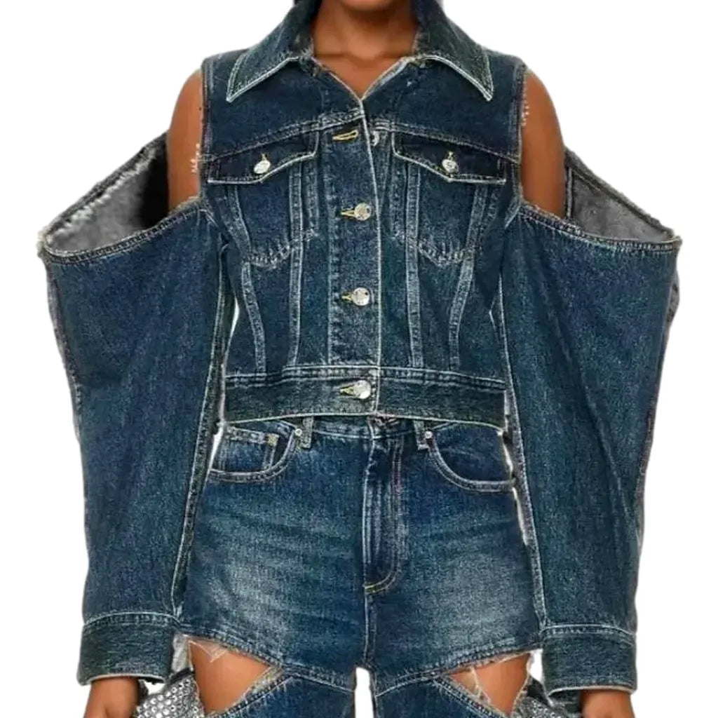 Layered women's denim jacket