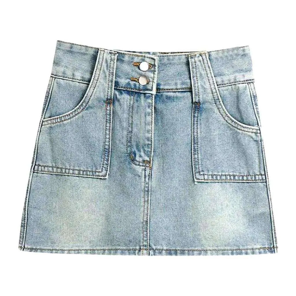 Light vintage mini denim skirt