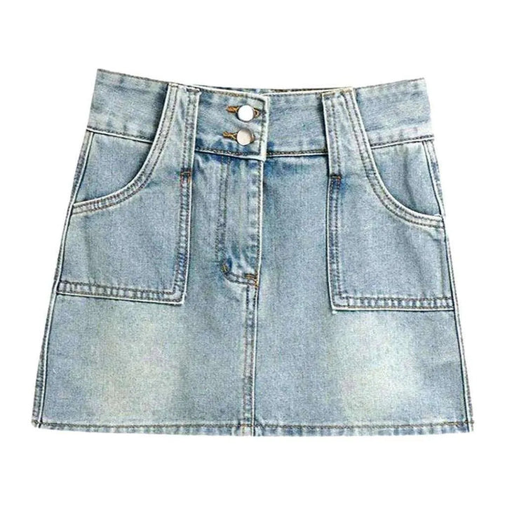 Light vintage mini denim skirt