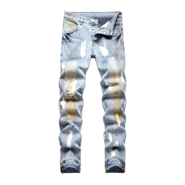 Light-wash painted jeans
 for men