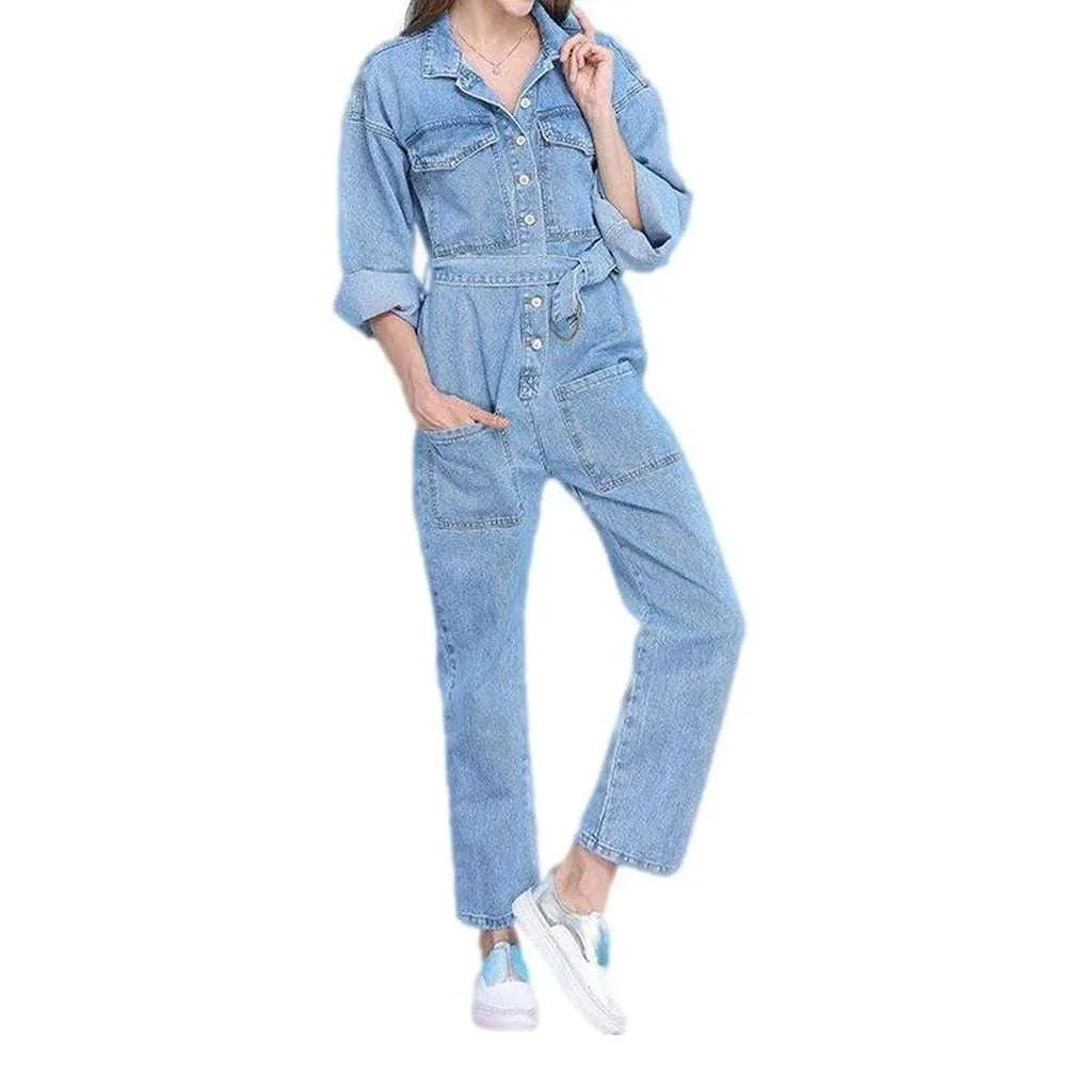 Light wash women's jeans overall