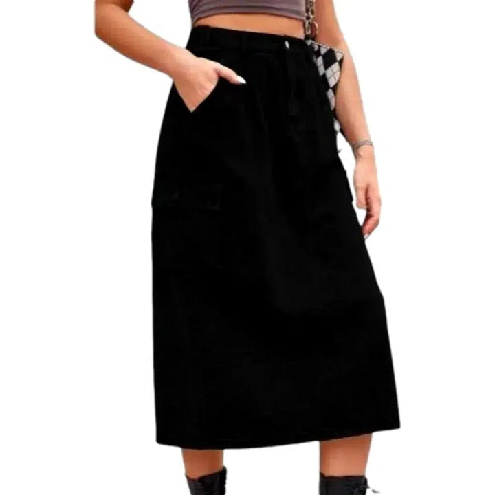 Long back-slit jean skirt
 for ladies