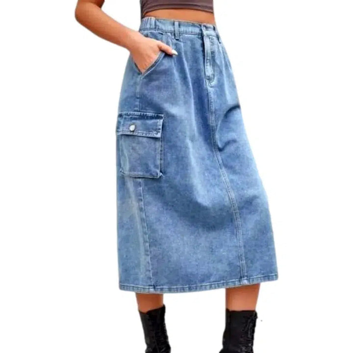 Long back-slit jean skirt
 for ladies