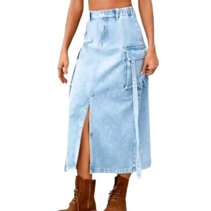 Long cargo denim skirt
 for ladies