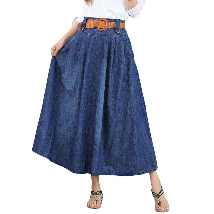 Long denim skirt for women