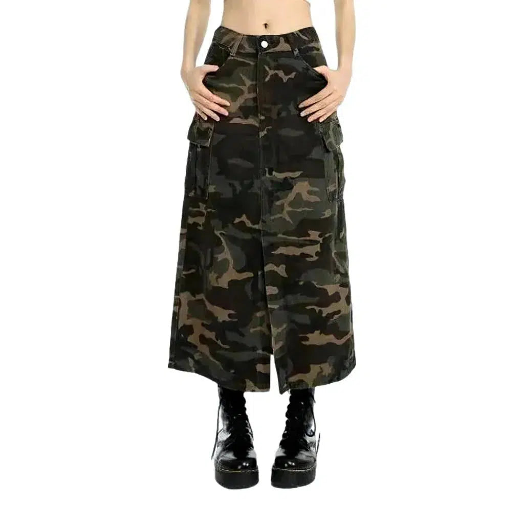 Long fashion women's denim skirt
