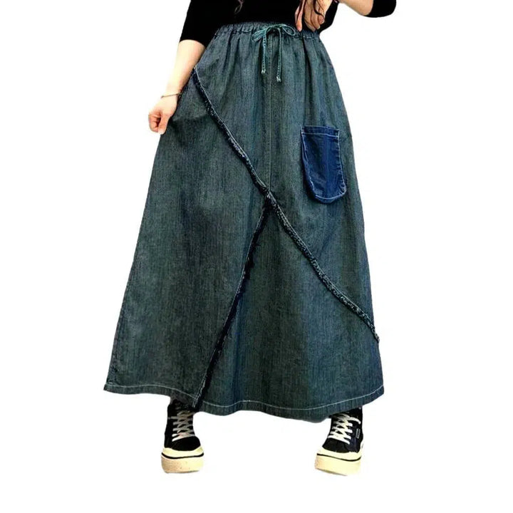 Long high-waist women's denim skirt