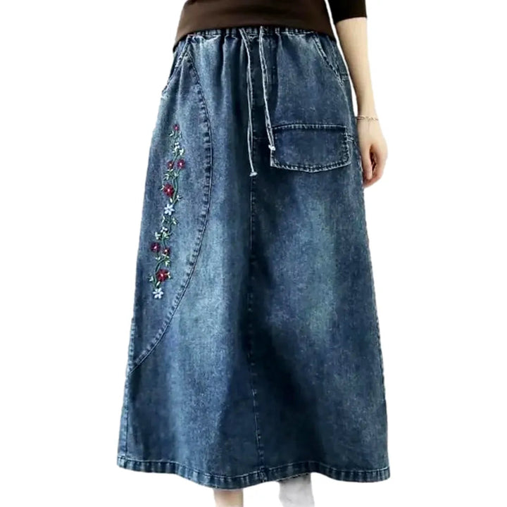 Long sanded jeans skirt for ladies